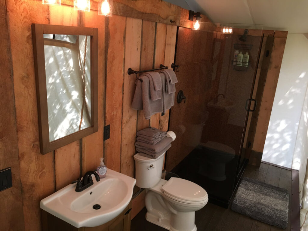 Canvas accommodation private bath