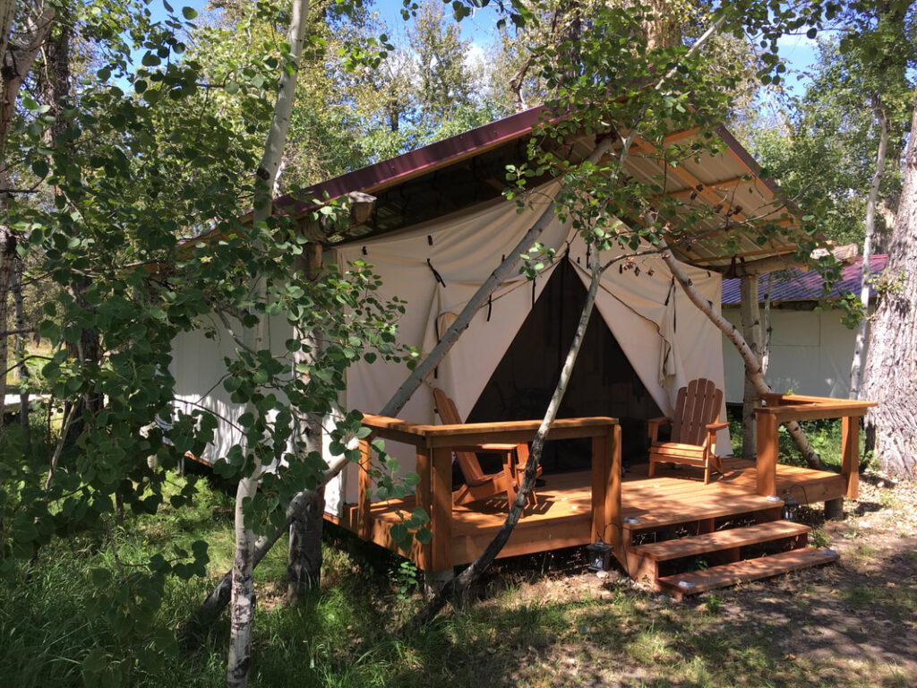 Entry to a canvas accommodation