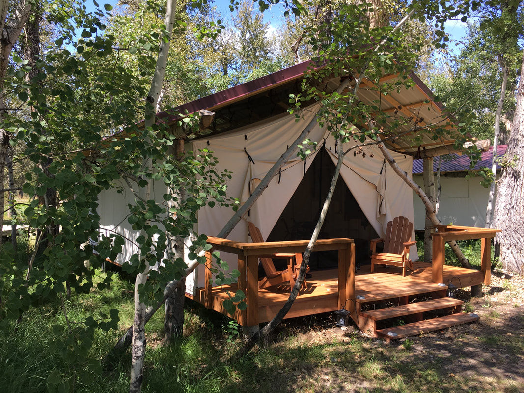 Entry to a canvas accommodation