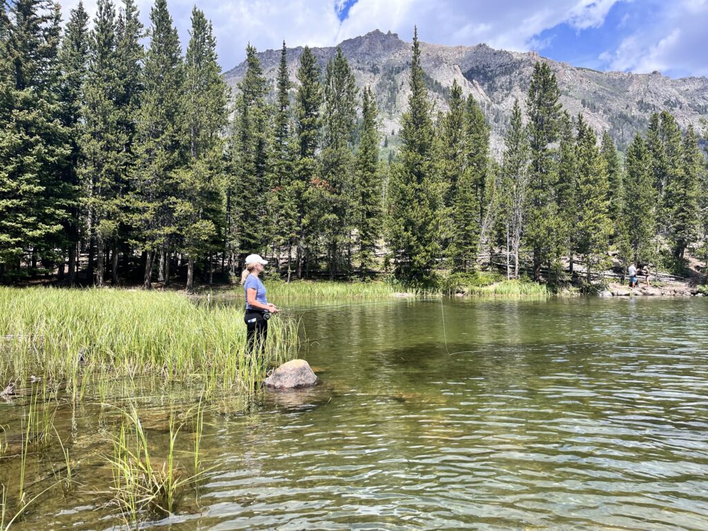 Fly fishing a mountain lake in the Beartooths