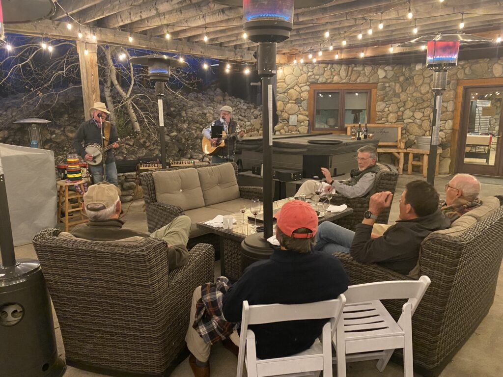 Patio gathering at the lodge