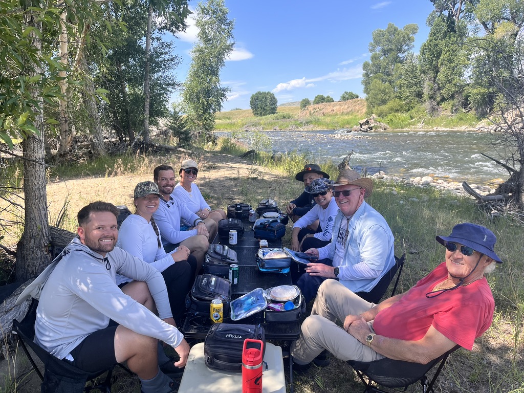 Riverside lunch during a Montana fishing trip