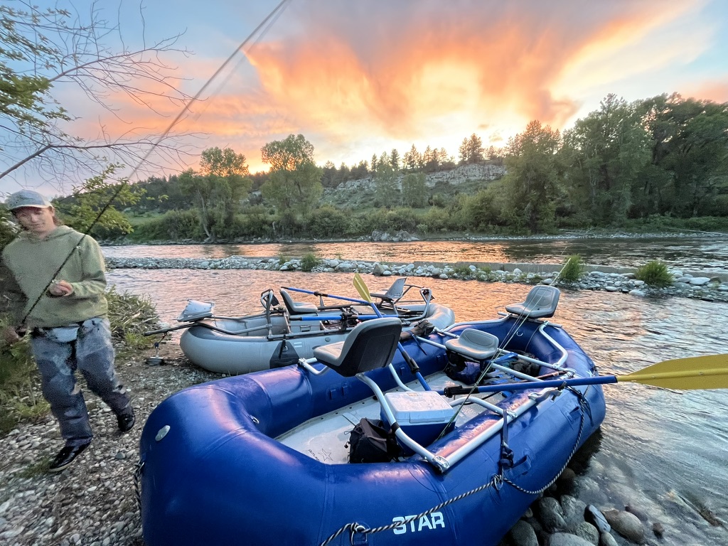 Anglers on a Montana raft fishing trip