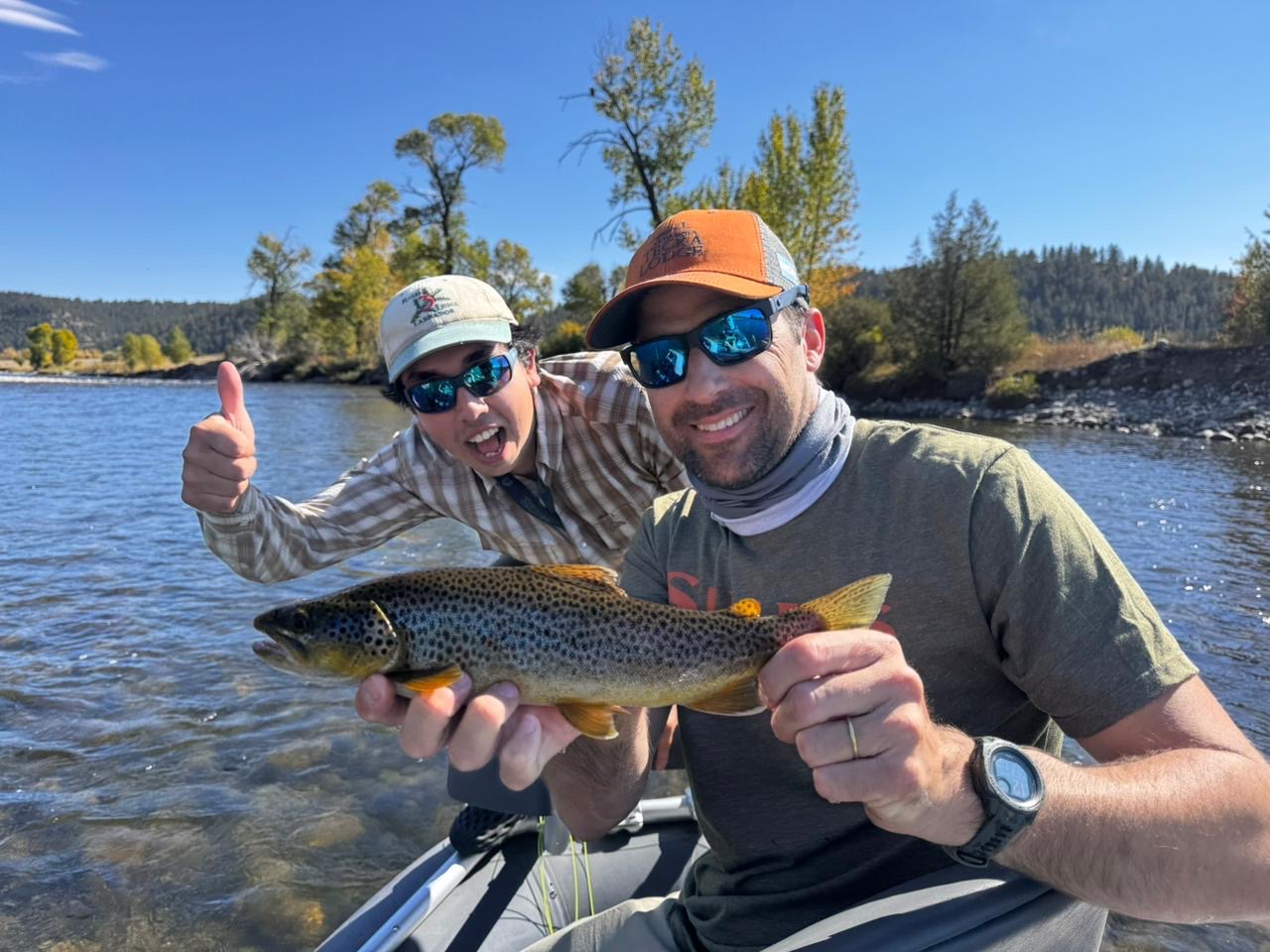 Guide Juan Shanahan with a guest's brown trout